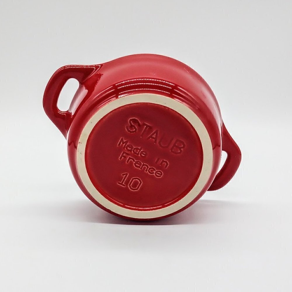 Staub Red Ceramic Double Handle 4-Inch Round Ramekin - Picture 5 of 5